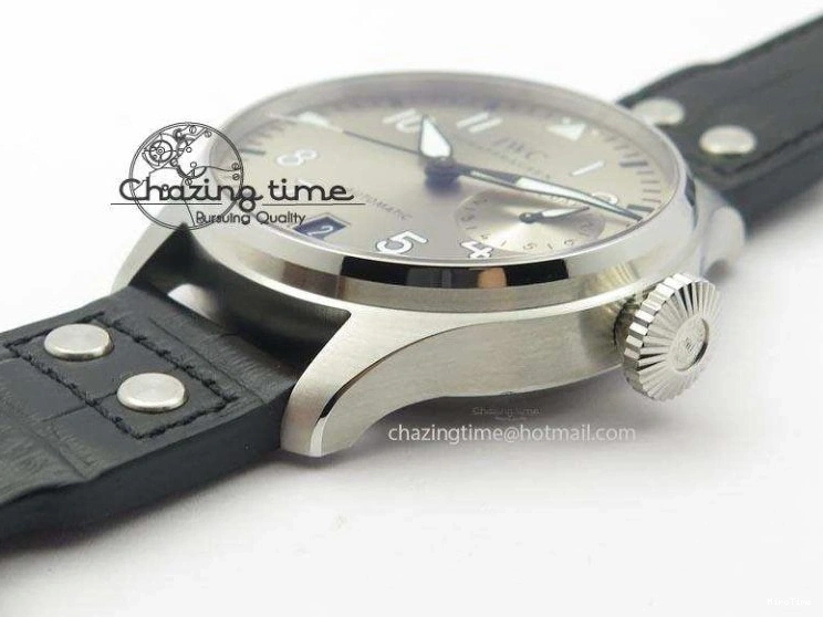 MIROTIME 0318 TimelessDesign Big Pilot Real PR IW500906 ZF 1:1 Best Edition Silver Dial On Black Leather Strap A 7285